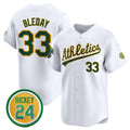 Oakland Athletics #33 JJ Bleday White JEROMEN 2024 Home Limited With Rickey Henderson Patch Stitched Jersey