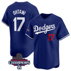 Los Angeles Dodgers #17 Shohei Ohtani Royal JEROMEN 2024 World Series Champions Alternate Limited Stitched Jersey