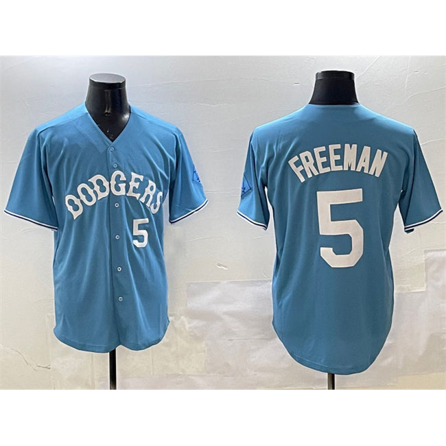 Los Angeles Dodgers #5 Freddie Freeman Light Blue JEROMEN Limited Stitched Jersey