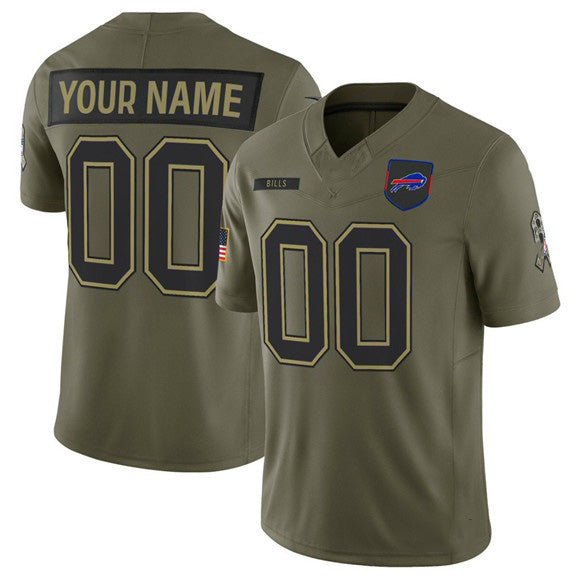 Custom B.Bills Active Player Olive JEROMEN 2025 Salute to Service Limited Stitched Jersey
