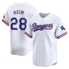 Texas Rangers #28 Jonah Heim White JEROMEN Home Limited Player Jersey