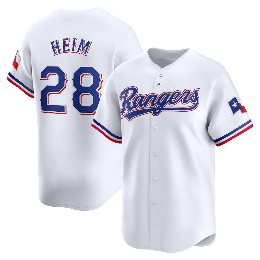 Texas Rangers #28 Jonah Heim White JEROMEN Home Limited Player Jersey