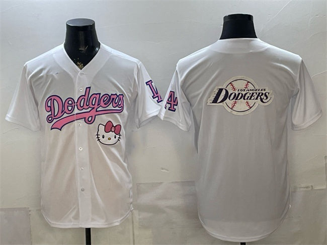 Los Angeles Dodgers Team Big Logo White JEROMEN Hello Kitty Night Stitched Jersey