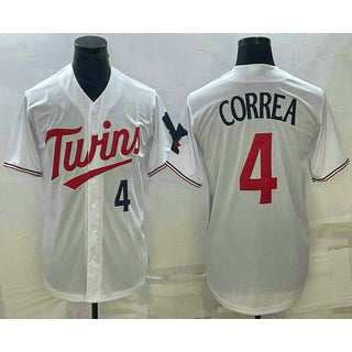 Minnesota Twins #4 Carlos Correa Number White Red JEROMEN Stitched Cool Base Jersey