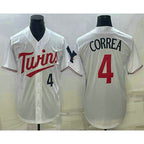 Minnesota Twins #4 Carlos Correa Number White Red JEROMEN Stitched Cool Base Jersey