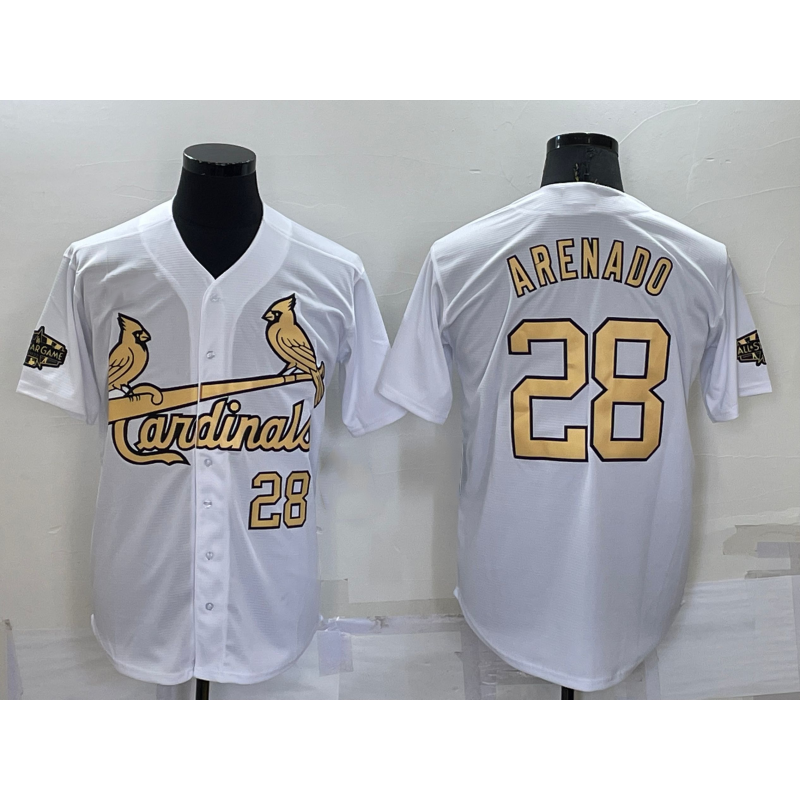 St. Louis Cardinals #28 Nolan Arenado Number White JEROMEN 2022 All Star Stitched Cool Base Jersey