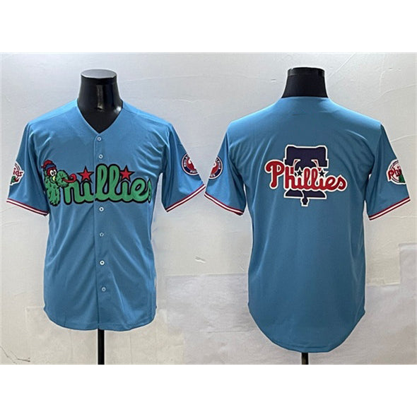 Philadelphia Phillies Team Big Logo Light Blue JEROMEN Phanatic Limited Stitched Jersey