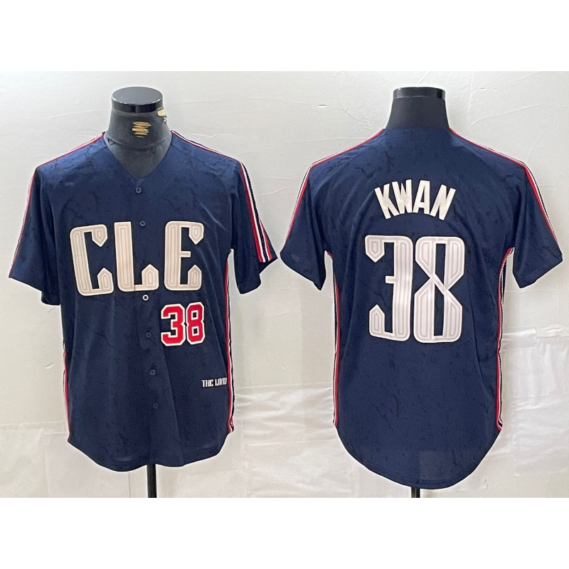 Cleveland Guardians #38 Steven Kwan Number Navy JEROMEN 2024 City Connect Limited Stitched Jersey