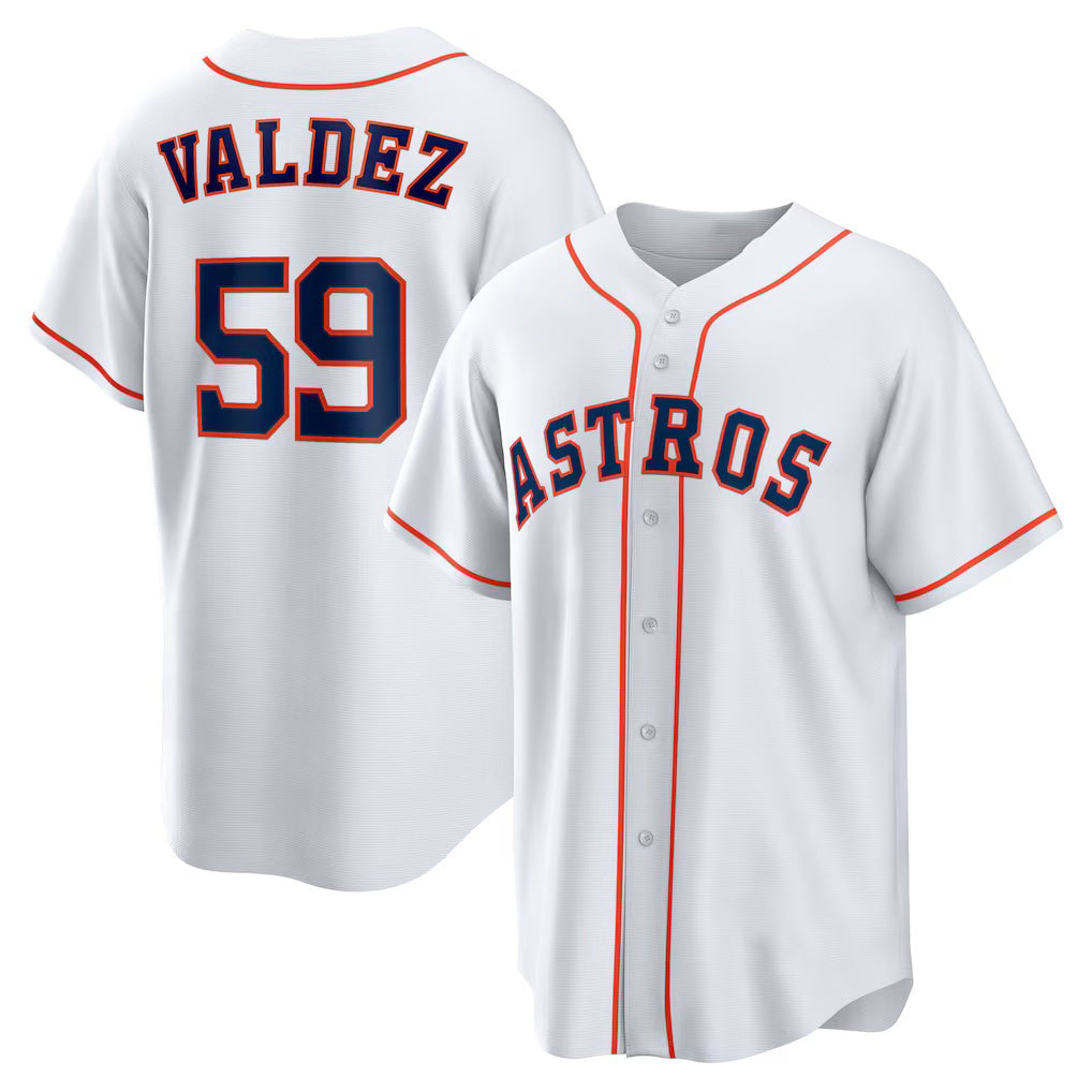 Houston Astros #59 Framber Valdez White JEROMEN Home Replica Jersey