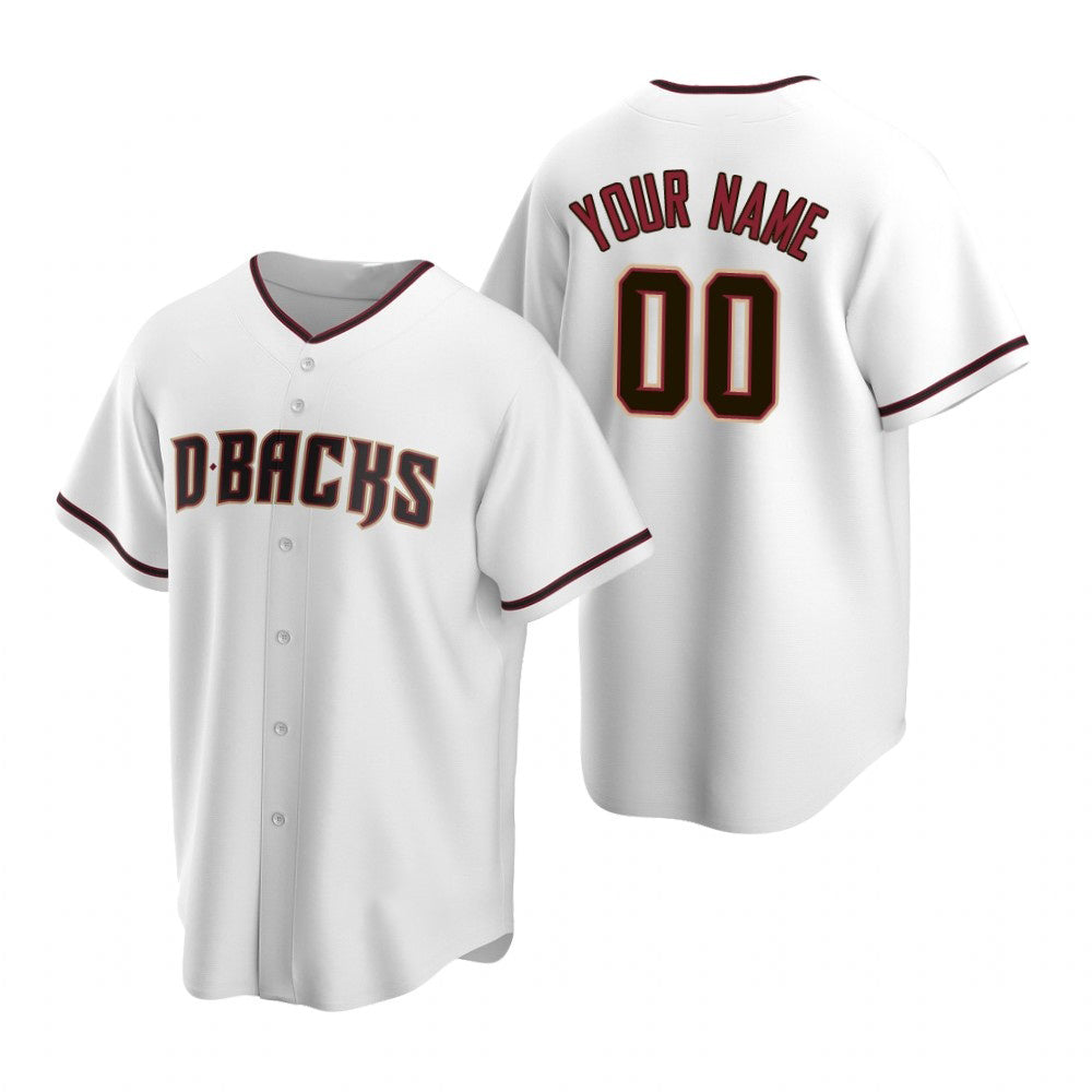 Custom Arizona Diamondbacks White JEROMEN Stitched Cool Base Home Jersey