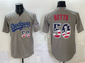 Los Angeles Dodgers #50 Mookie Betts Gray JEROMEN 250 Fourth of July Road Stitched Jersey
