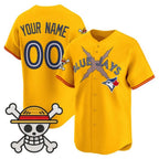 Custom Toronto Blue Jays x One Piece Gold JEROMEN Vapor Premier Limited Jersey - Stitched