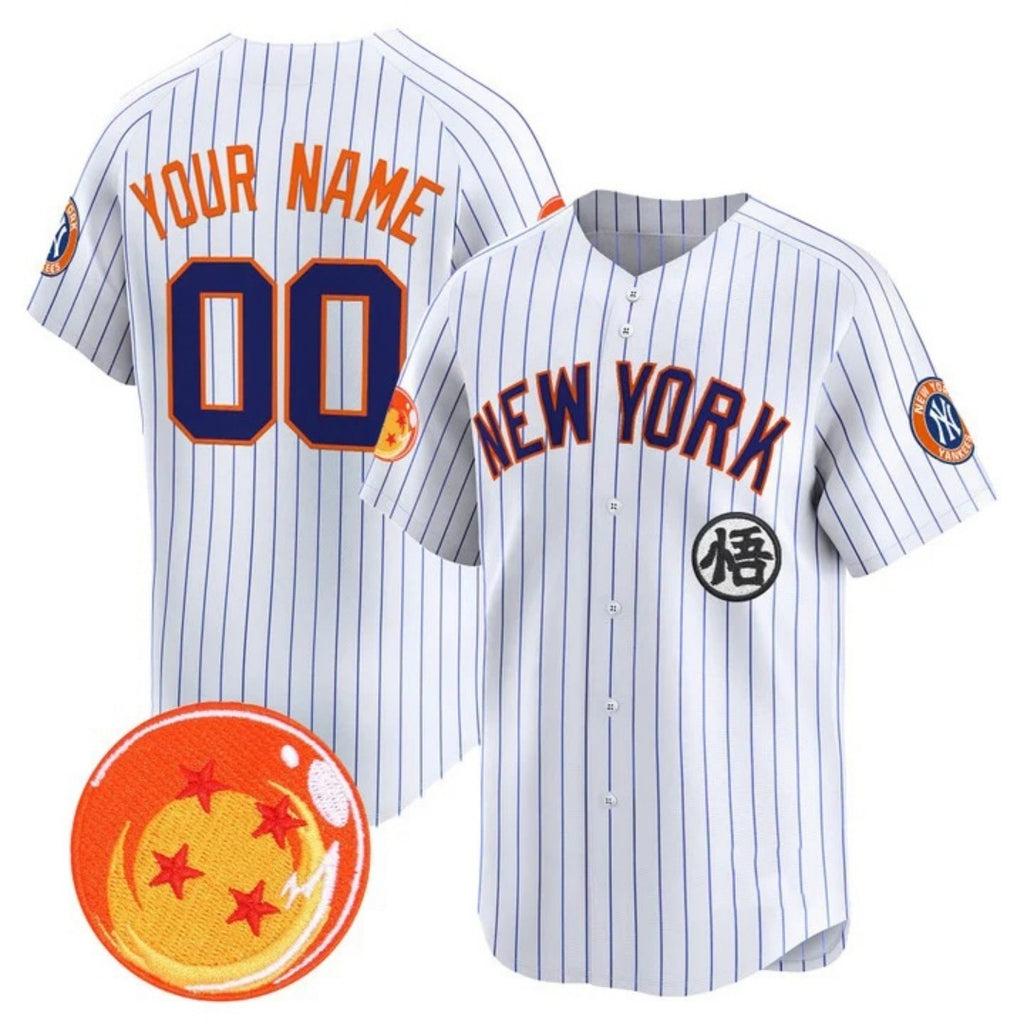 Custom New York Yankees x Dragon Ball White JEROMEN Vapor Premier Limited Jersey - All Stitched