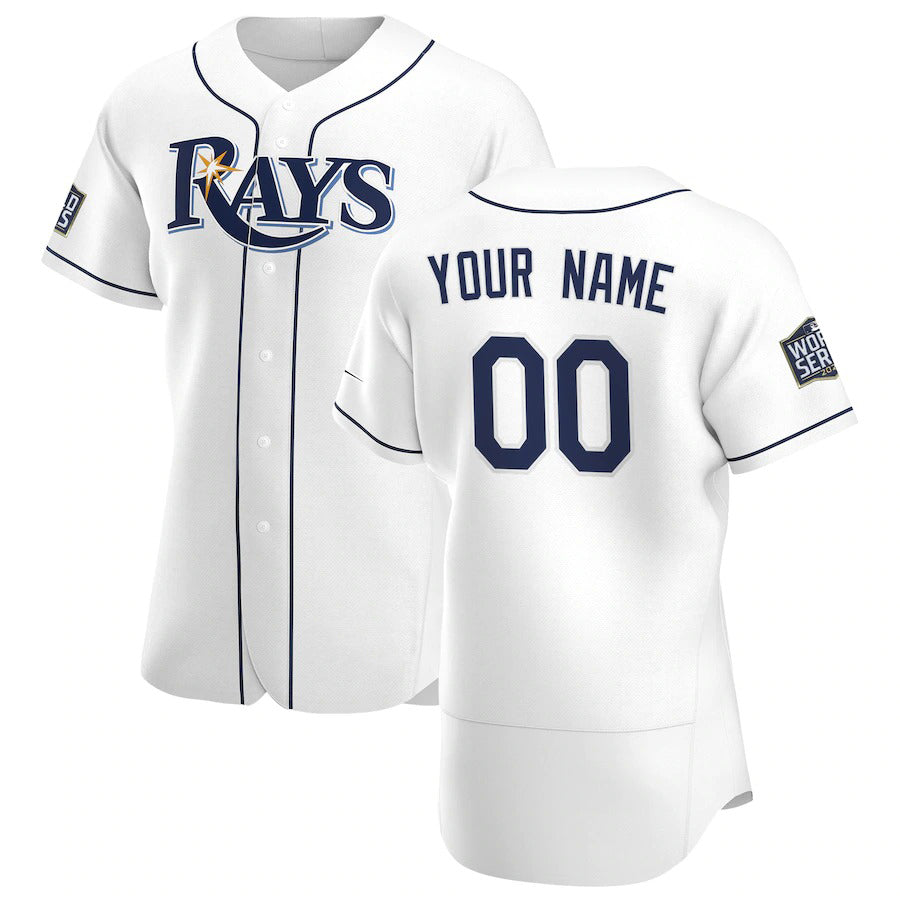 Custom Tampa Bay Rays White JEROMEN Home 2020 World Series Bound Authentic Player Jersey
