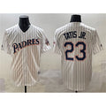 San Diego Padres #23 Fernando Tatis Jr. White JEROMEN Throwback With Patch Cool Base Stitched Jersey