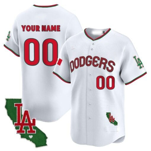 Custom Los Angeles Dodgers Mexico California Patch Vapor Premier Limited Jersey V3 ¨C All Stitched-White JEROMEN
