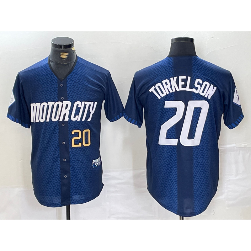 Detroit Tigers #20 Spencer Torkelson Number 2024 Navy JEROMEN City Connect Cool Base Limited Stitched Jersey 2