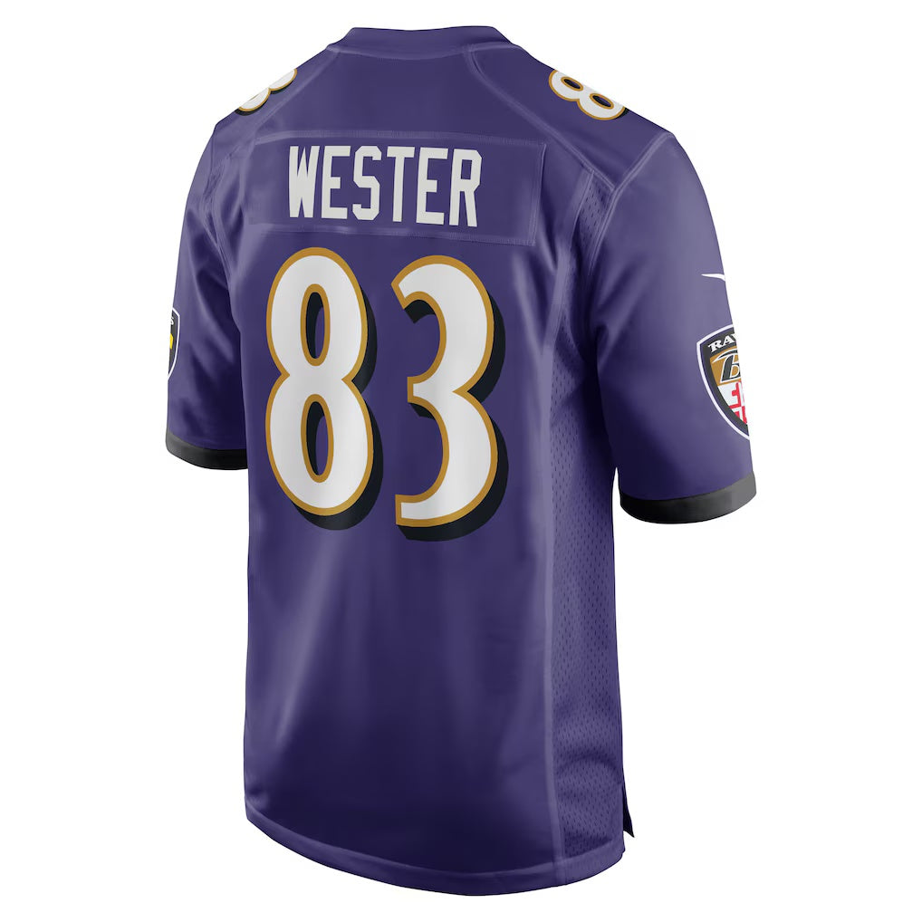 B.Ravens #83 LaJohntay Wester Purple JEROMEN Team Game Jersey