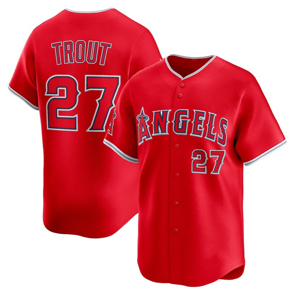 Los Angeles Angels #27 Mike Trout Red JEROMEN Alternate Limited Player Jersey