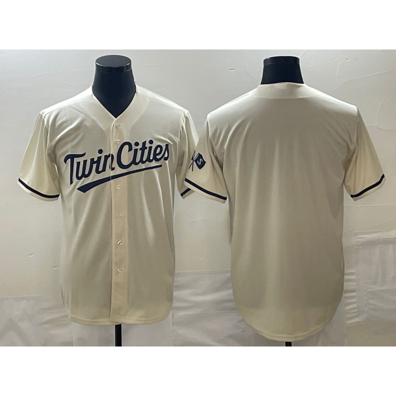 Minnesota Twins Blank Cream JEROMEN Cool Base Stitched Jersey