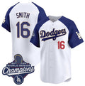 Los Angeles Dodgers #16 Will Smith White Blue JEROMEN 2025 Champions Stitched Jersey