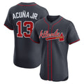 Atlanta Braves #13 JEROMENld Acu?a Jr. Navy JEROMEN Alternate Elite Jersey