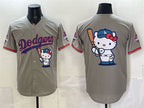 Los Angeles Dodgers Team Big Logo Grey JEROMEN Hello Kitty Night 2025 World Series Champions Patch Stitched Jersey