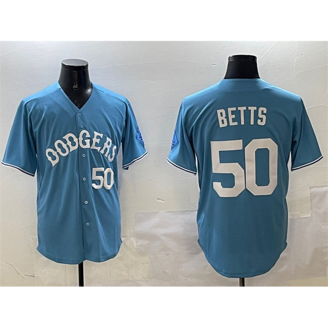 Los Angeles Dodgers #50 Mookie Betts Light Blue JEROMEN Limited Stitched Jersey