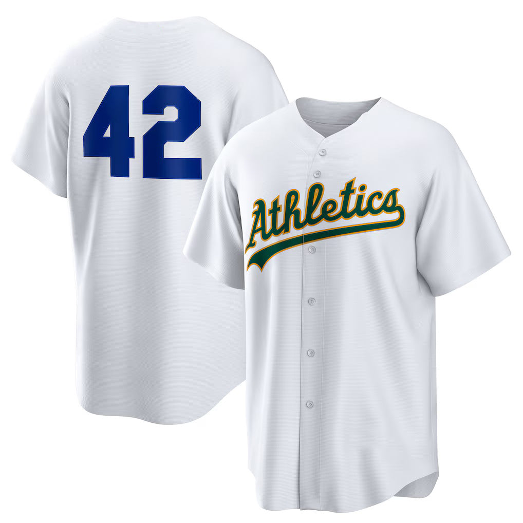 Oakland Athletics #42 Jackie Robinson White JEROMEN Home 2025 Day Replica Jersey