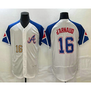 Atlanta Braves #16 Travis dArnaud Number White JEROMEN 2023 City Connect Flex Base Stitched Jersey