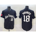 Los Angeles Dodgers #18 Yoshinobu Yamamoto Black JEROMEN Mexico 2025 LA Gothic Style With Fernando Patch Vapor Premier Limited Stitched Jersey