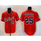 Detroit Tigers #25 Gleyber Torres Orange JEROMEN With Patch Vapor Premier Limited Stitched Jersey 2
