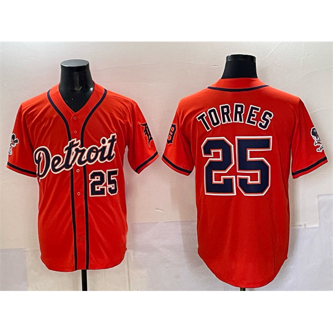 Detroit Tigers #25 Gleyber Torres Orange JEROMEN With Patch Vapor Premier Limited Stitched Jersey 2