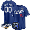 Custom Los Angeles Dodgers Active Player Royal JEROMEN 2025 World Series With No.34 Patch Limited Stitched Jersey