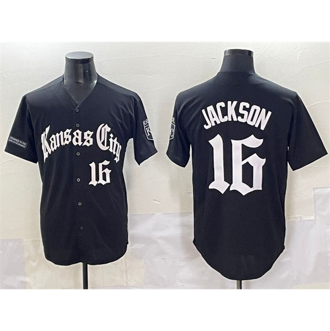 Kansas City Royals #16 Bo Jackson Black JEROMEN 'Gothic Crown Edition' Vapor Premier Limited Stitched Jersey