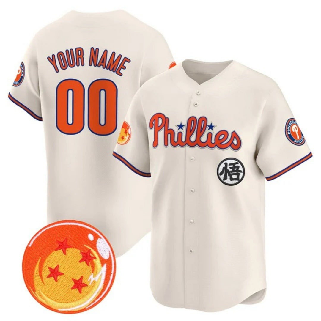 Custom Philadelphia Phillies x Dragon Ball Cream JEROMEN Vapor Premier Limited Jersey - All Stitched