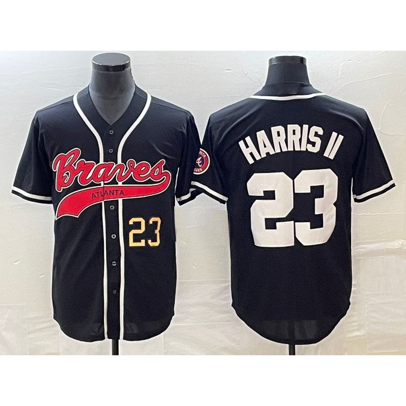 Atlanta Braves #23 Michael Harris II Number Black JEROMEN Cool Base Stitched Jersey