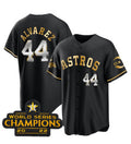 Houston Astros #44 Yordan Alvarez Black Gold JEROMEN 2022 World Serise Champions Patch Stitched Jersey