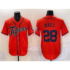 Detroit Tigers #28 Javier B¨¢ez Orange JEROMEN With Patch Cool Base Stitched Jersey
