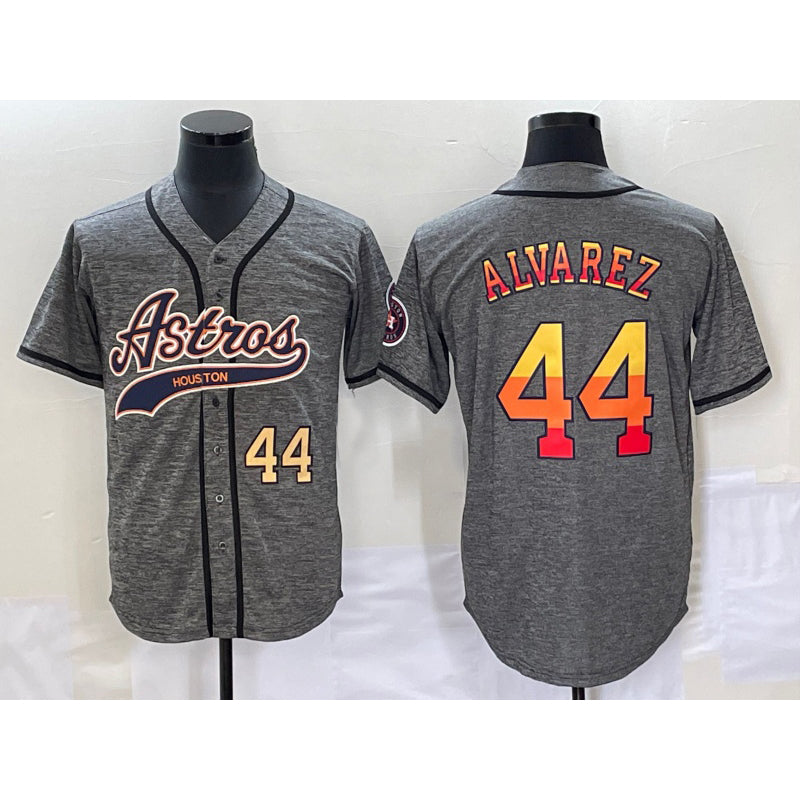 Houston Astros #44 Yordan Alvarez Number Grey JEROMEN Gridiron Cool Base Stitched Jersey