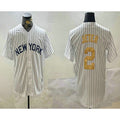 New York Yankees #2 Derek Jeter White JEROMEN Pinstripe Name Fashion Cool Base Jersey