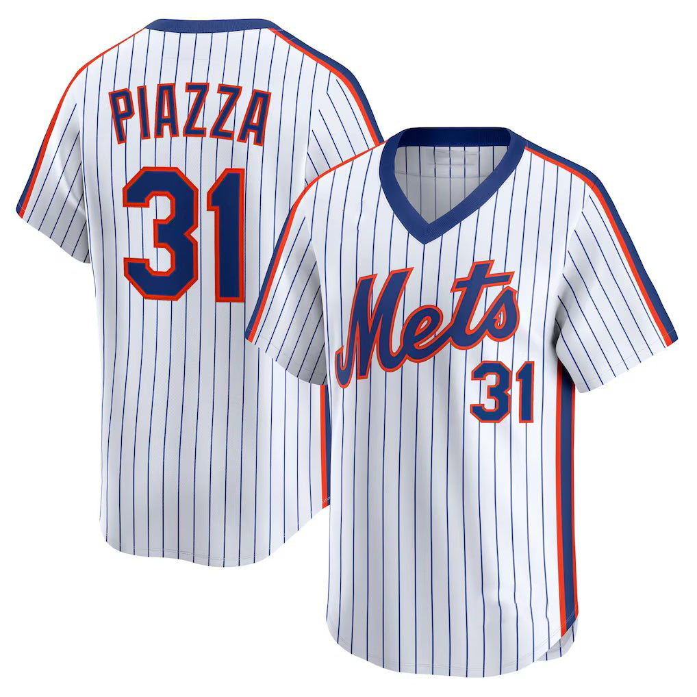 New York Mets #31 Mike Piazza White JEROMEN Throwback Cooperstown Collection Limited Jersey