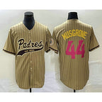 San Diego Padres #44 Joe Musgrove Tan JEROMEN Pinstripe 2023 City Connect Cool Base Stitched Jersey