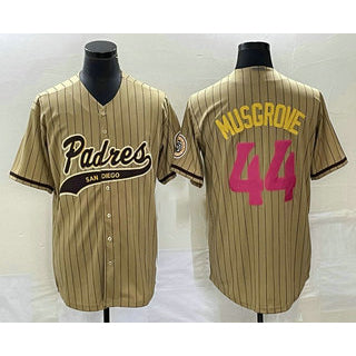 San Diego Padres #44 Joe Musgrove Tan JEROMEN Pinstripe 2023 City Connect Cool Base Stitched Jersey