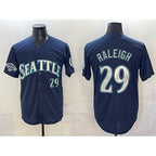 Seattle Mariners #29 Cal Raleigh Navy JEROMEN With 2025 AL West Division Champions Patch Limited Stitched jersey