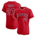 Los Angeles Angels #27 Mike Trout Red JEROMEN Alternate Elite Jersey