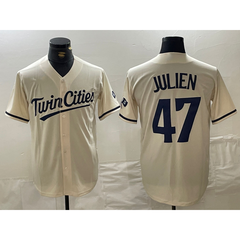 Minnesota Twins #47 Edouard Julien Cream JEROMEN Cool Base Stitched Jersey