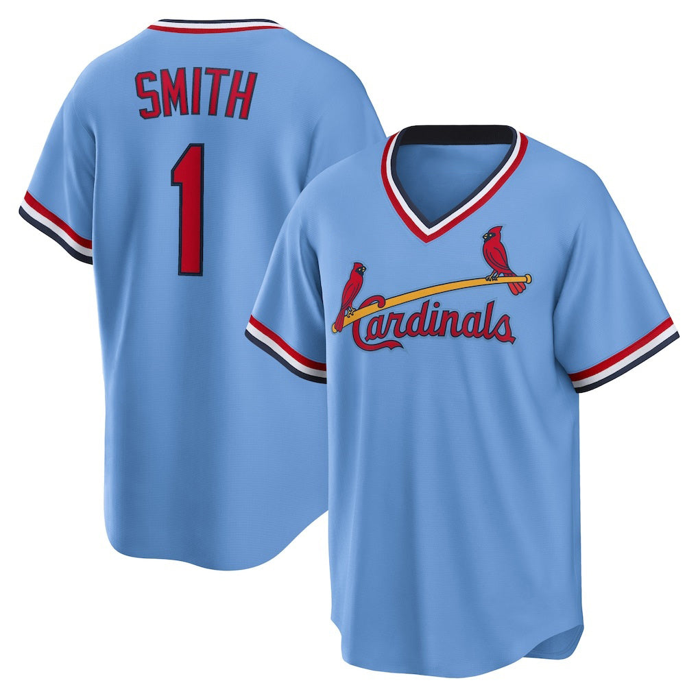 St. Louis Cardinals #1 Ozzie Smith Light Blue JEROMEN Road Cooperstown Collection Player Jersey