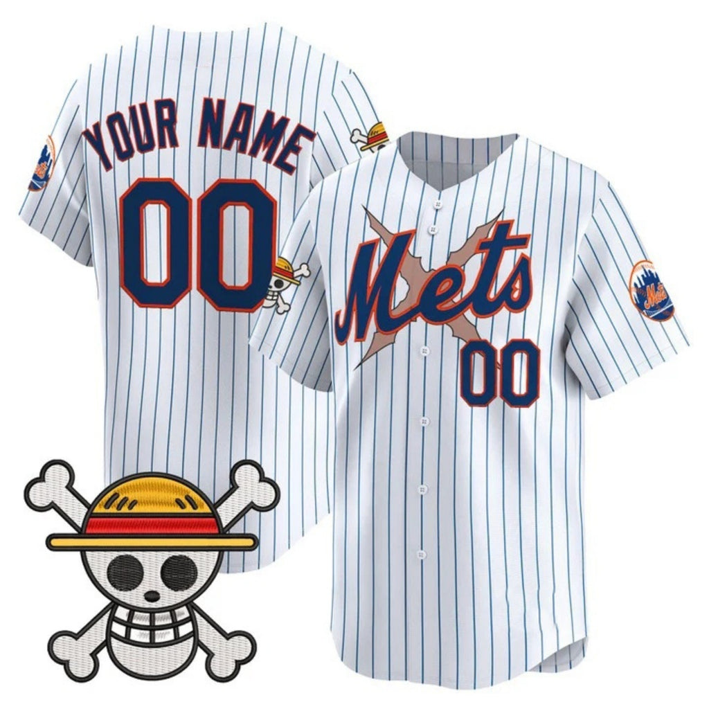 Custom New York Mets x One Piece White JEROMEN Vapor Premier Limited Jersey - Stitched