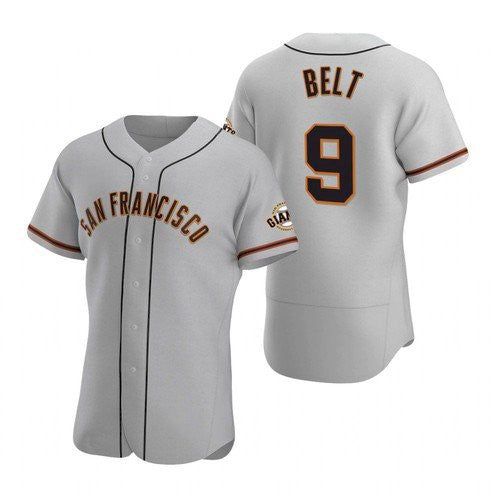 San Francisco Giants #9 Brandon Belt Gray JEROMEN Road Jersey